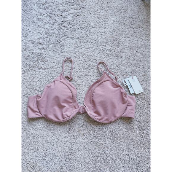 NWT Good American Ribbed Bikini Top Desert Rose Pink Mauve 3XL Plus Size Swim - Picture 3 of 8